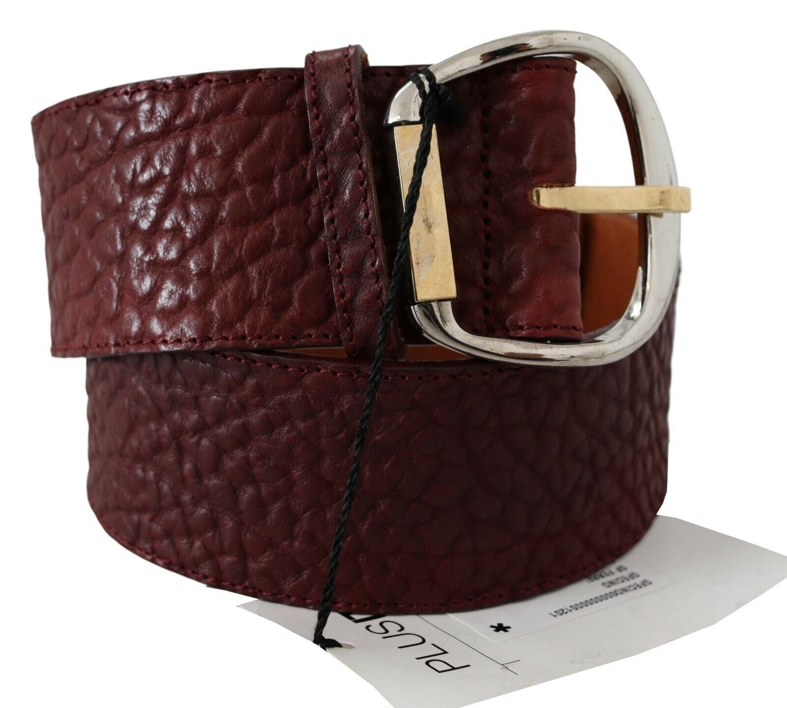 Bordeaux Breiter Leder Taillengürtel Gold Silber