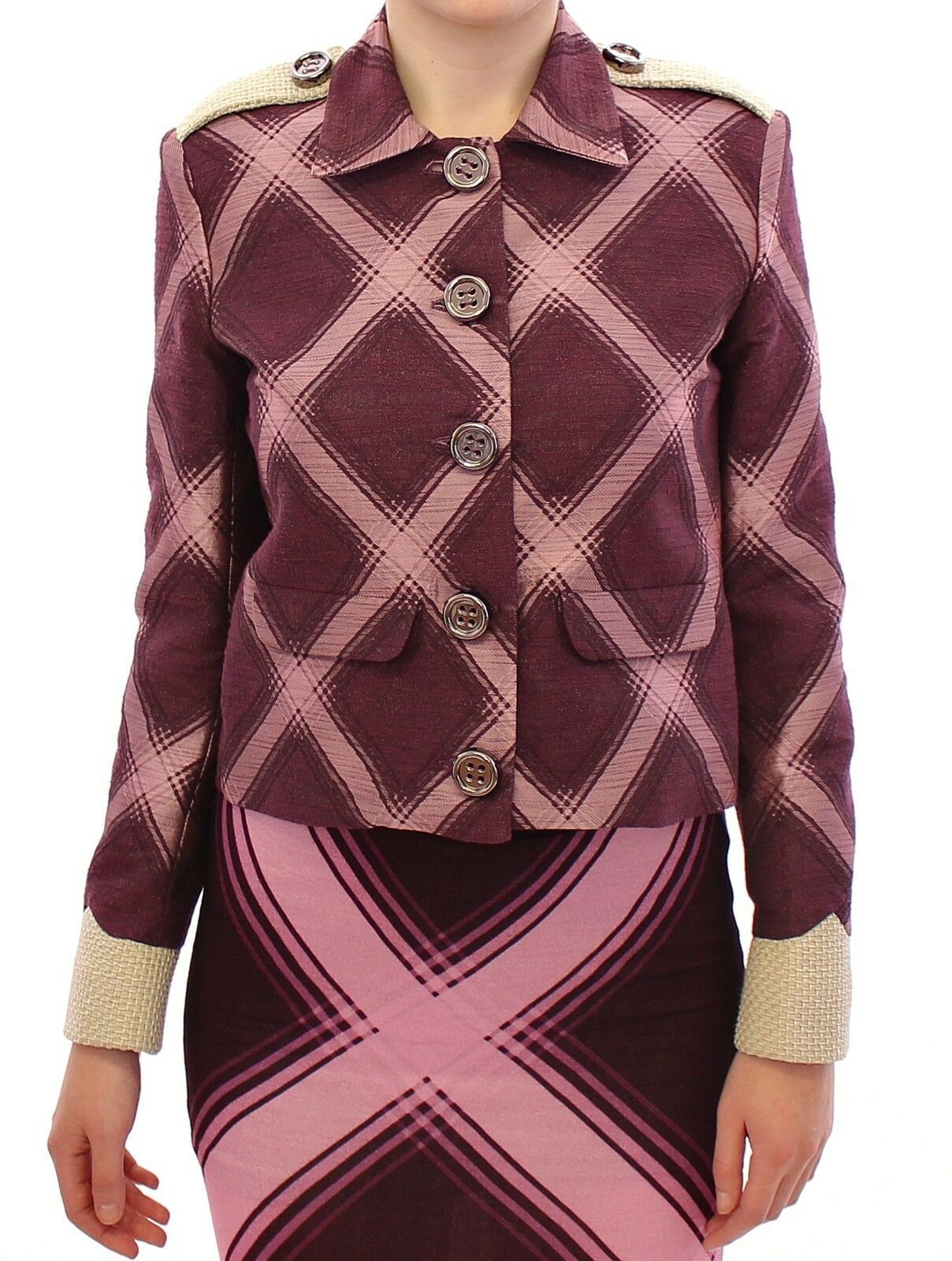 Check Trenchcoat Blazer Lila Jacke