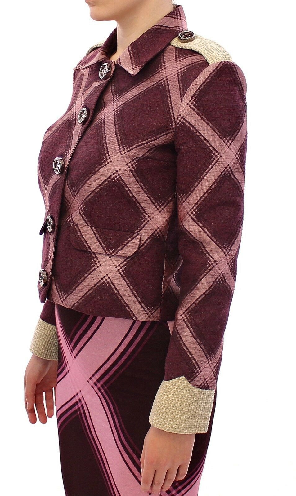Check Trenchcoat Blazer Lila Jacke