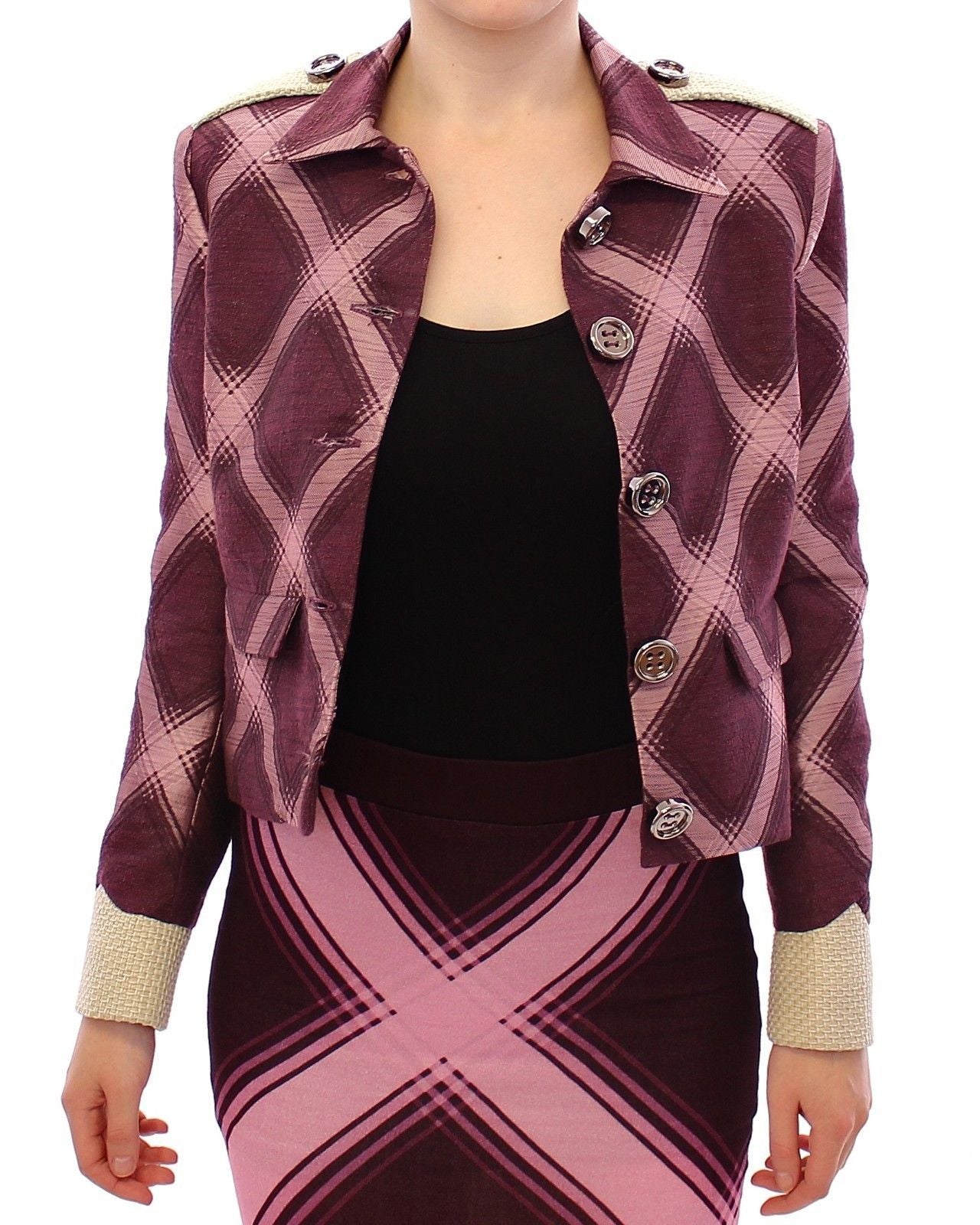 Check Trenchcoat Blazer Lila Jacke