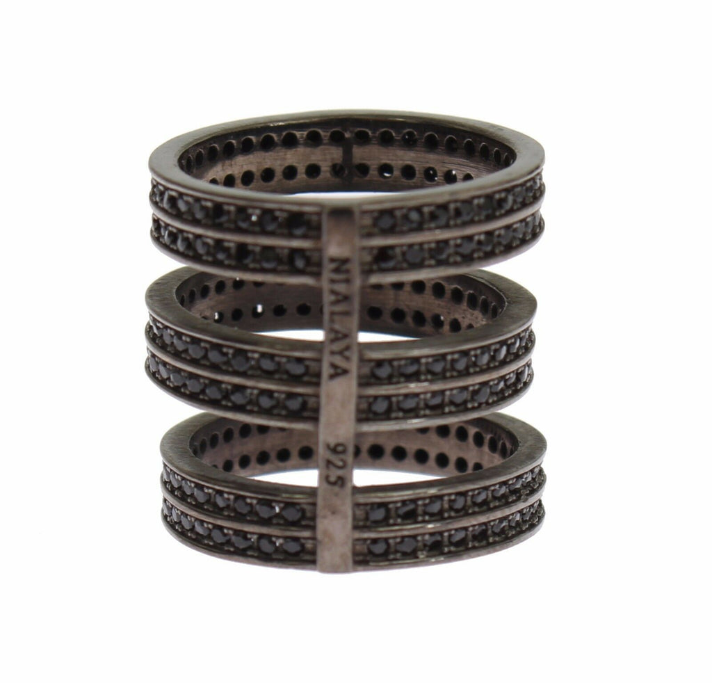 Schwarzer Zirkonia-Rhodium-925er-Silberring