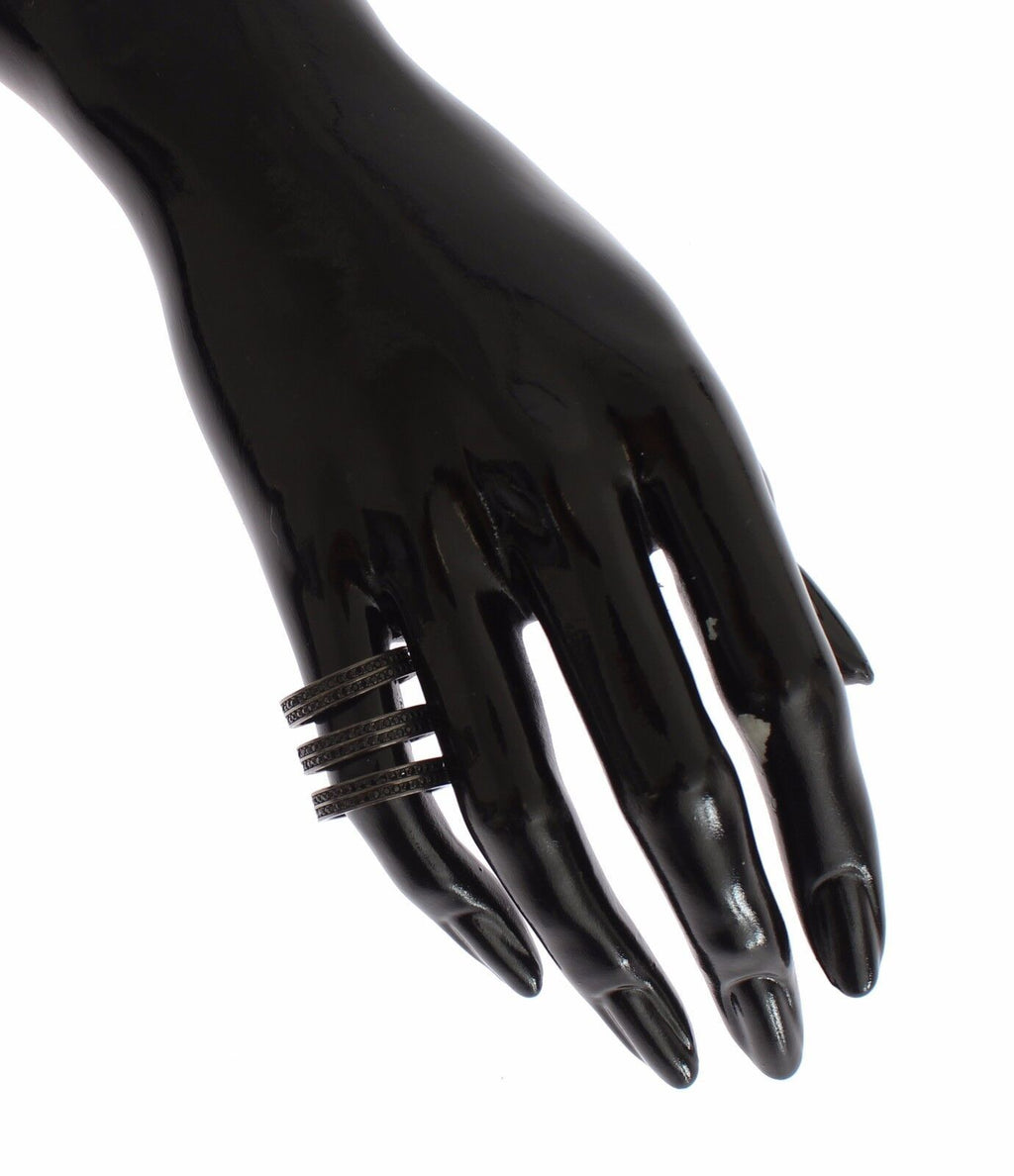 Schwarzer Zirkonia-Rhodium-925er-Silberring
