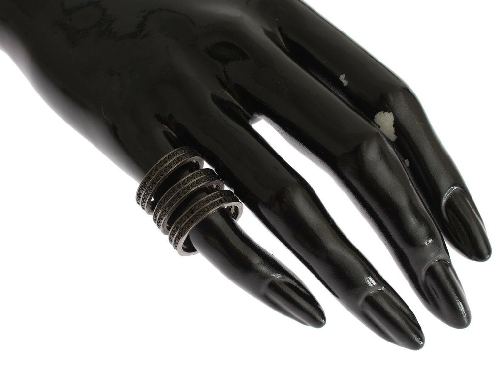 Schwarzer Zirkonia-Rhodium-925er-Silberring
