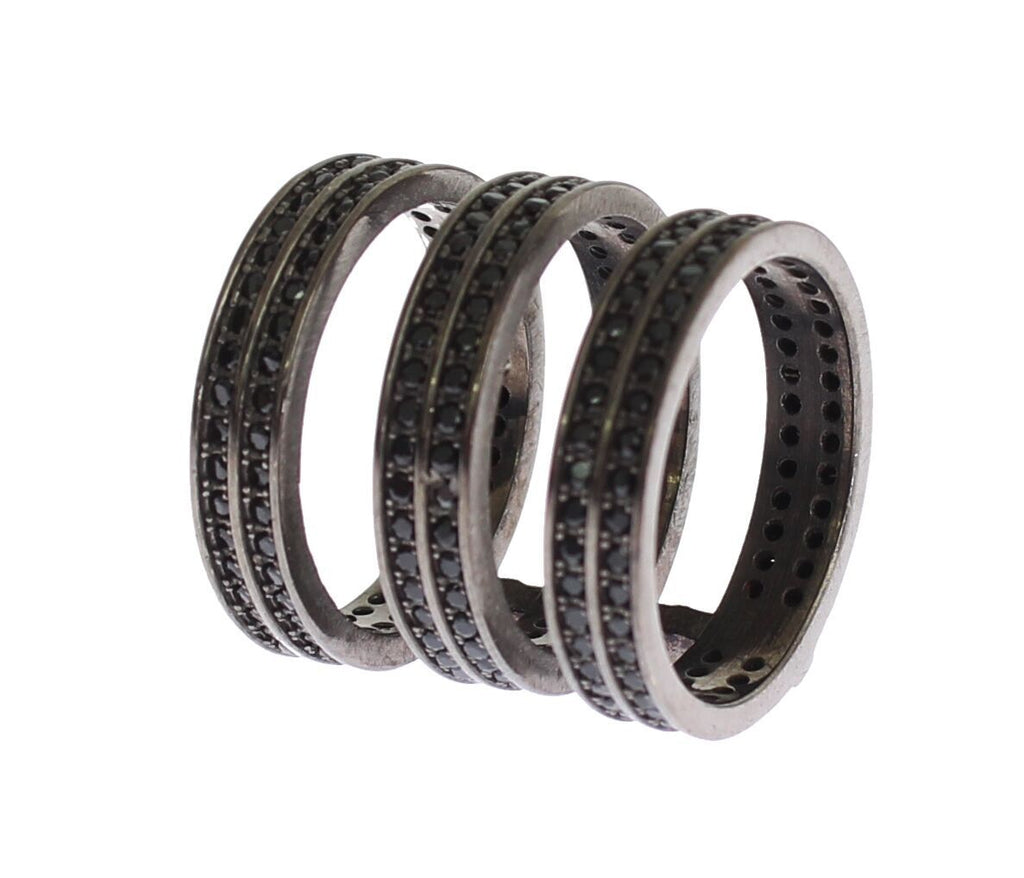Schwarzer Zirkonia-Rhodium-925er-Silberring