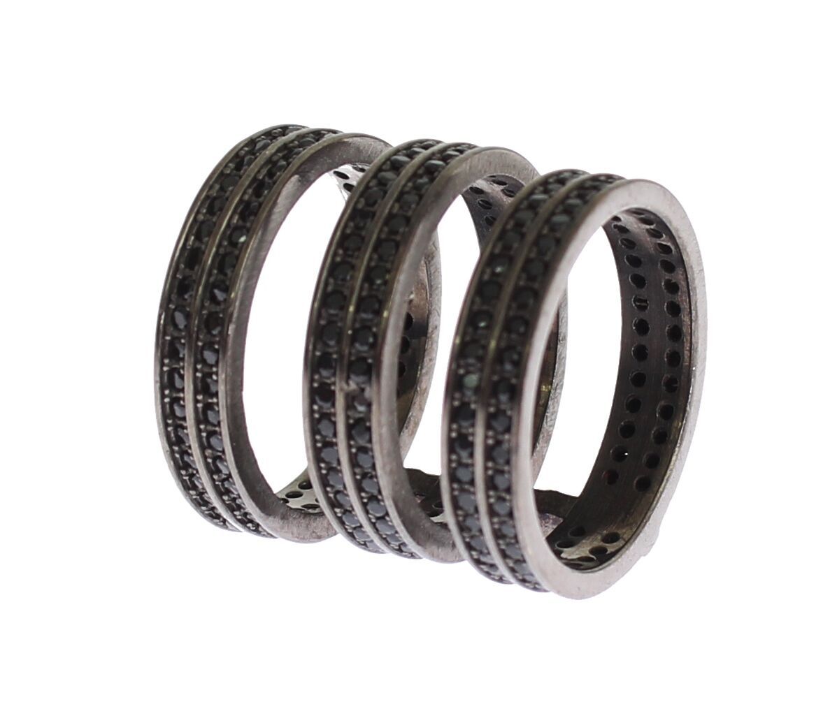 Schwarzer Zirkonia-Rhodium-925er-Silberring