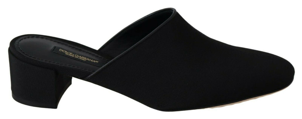 Schwarze Grosgrain-Pantoletten Damen