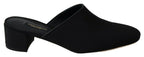Schwarze Grosgrain-Pantoletten Damen