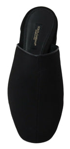Schwarze Grosgrain-Pantoletten Damen