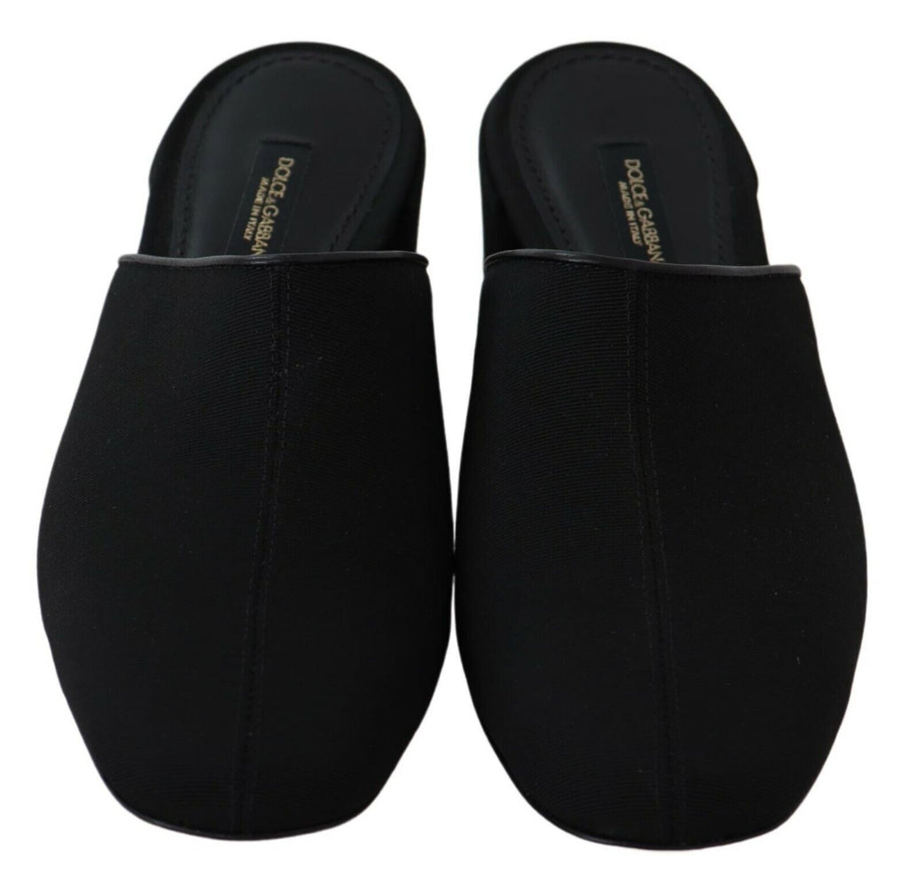 Schwarze Grosgrain-Pantoletten Damen