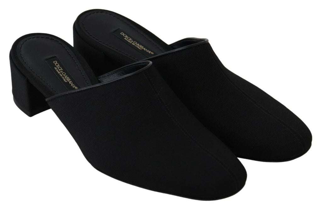 Schwarze Grosgrain-Pantoletten Damen