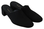 Schwarze Grosgrain-Pantoletten Damen