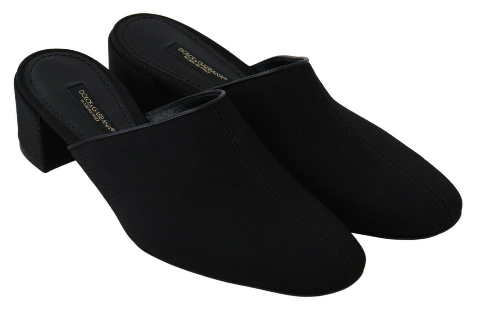 Schwarze Grosgrain-Pantoletten Damen