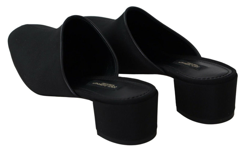 Schwarze Grosgrain-Pantoletten Damen