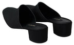 Schwarze Grosgrain-Pantoletten Damen
