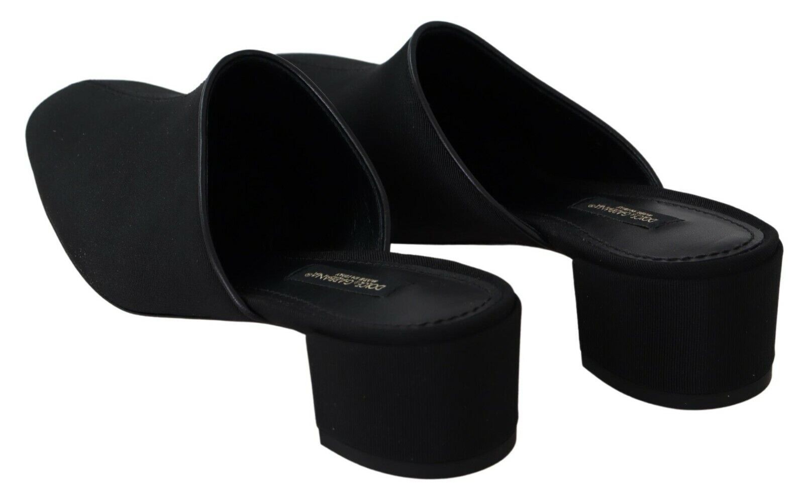 Schwarze Grosgrain-Pantoletten Damen