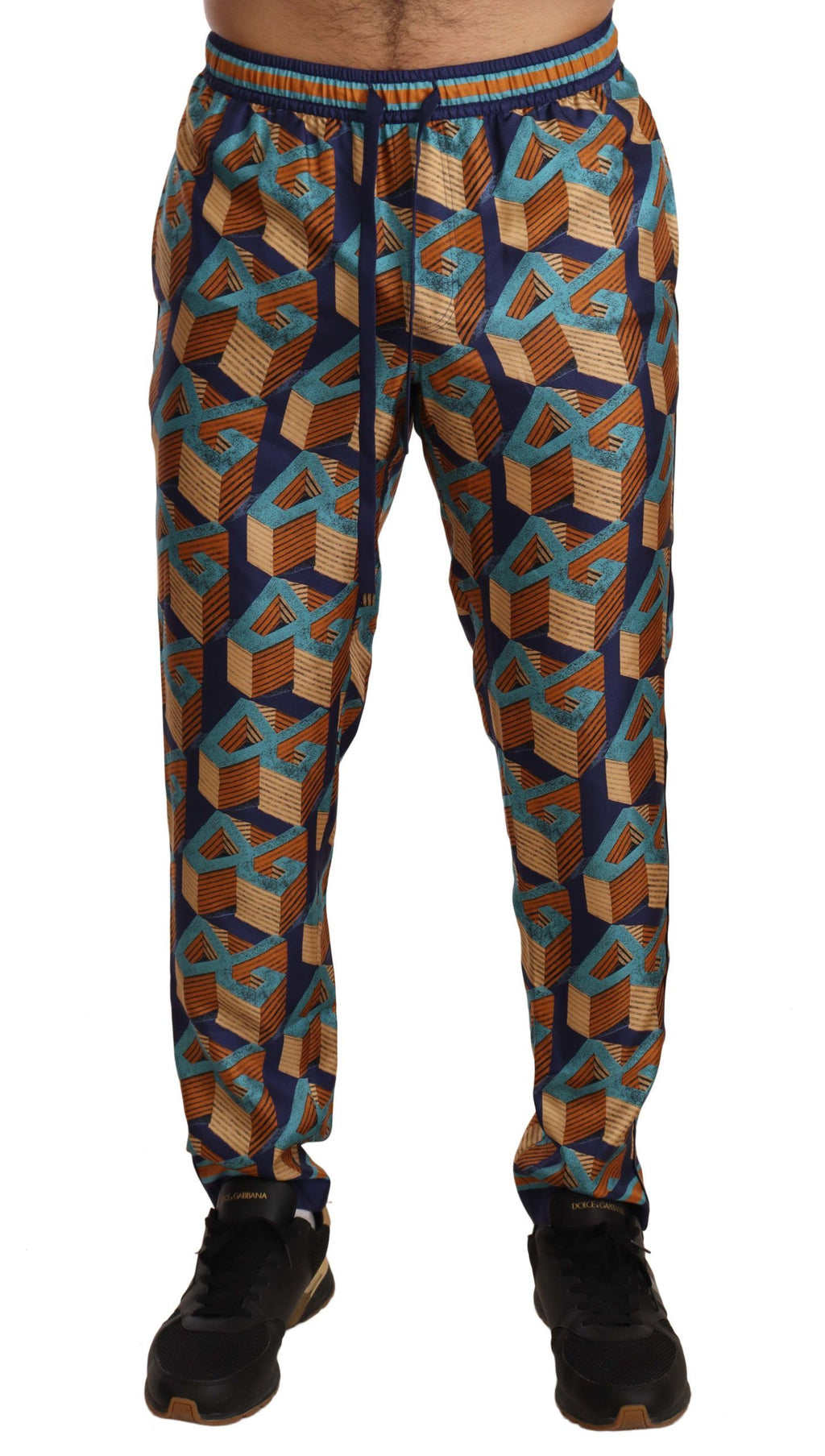 Multicolor gemusterte Jogger-Seidenhose
