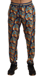 Multicolor gemusterte Jogger-Seidenhose