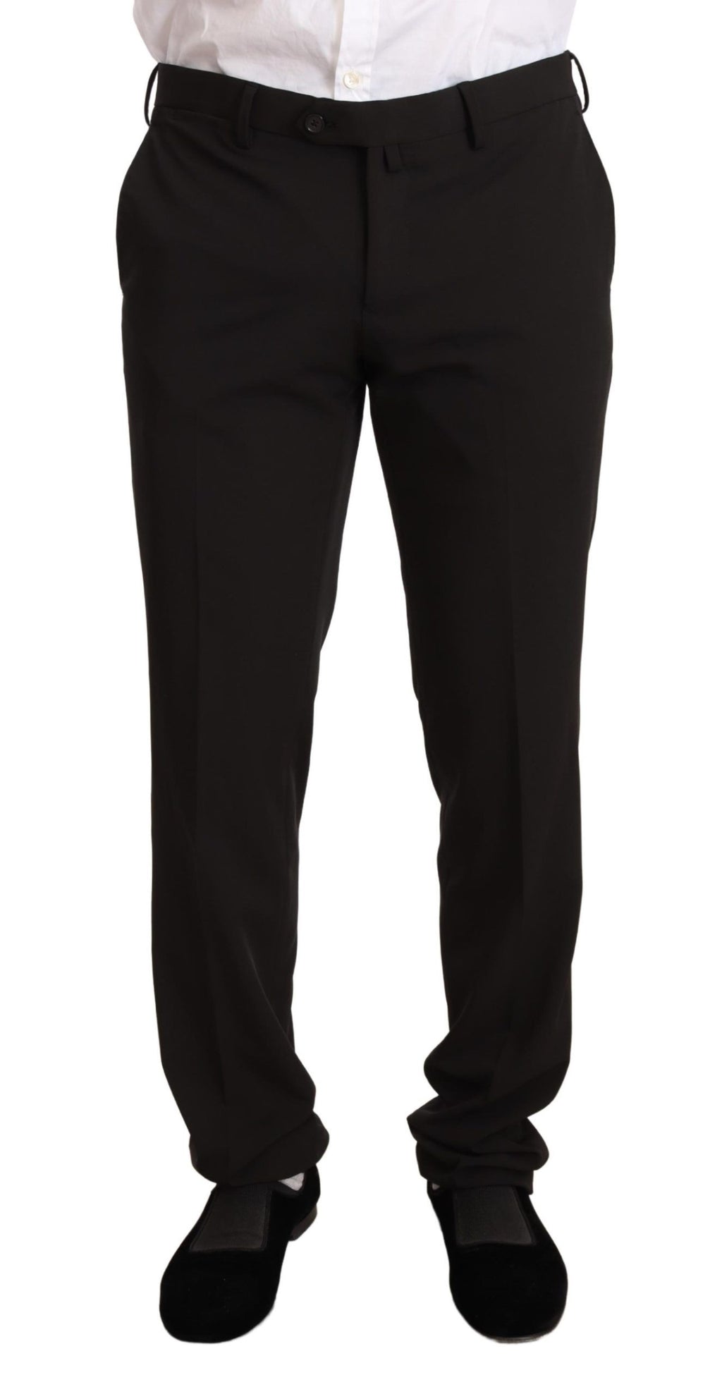 Schwarzer Polyester schmal geschnittener zweiteiliger Anzug TAGLIENTE