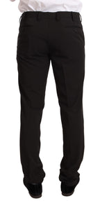 Schwarzer Polyester schmal geschnittener zweiteiliger Anzug TAGLIENTE