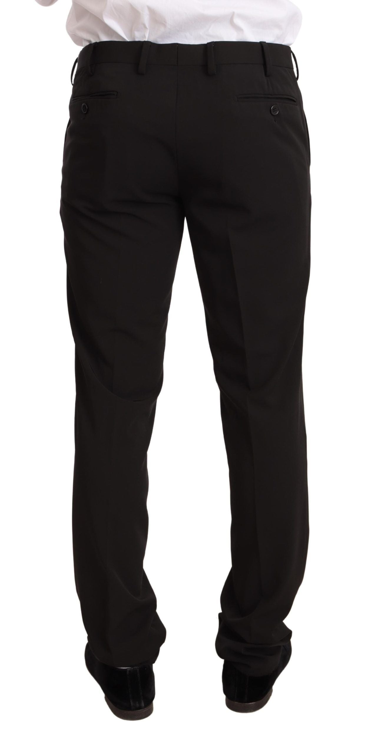 Schwarzer Polyester schmal geschnittener zweiteiliger Anzug TAGLIENTE