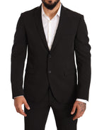 Schwarzer Polyester schmal geschnittener zweiteiliger Anzug TAGLIENTE
