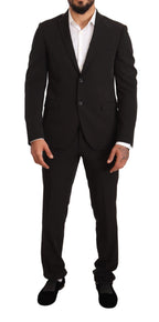 Schwarzer Polyester schmal geschnittener zweiteiliger Anzug TAGLIENTE