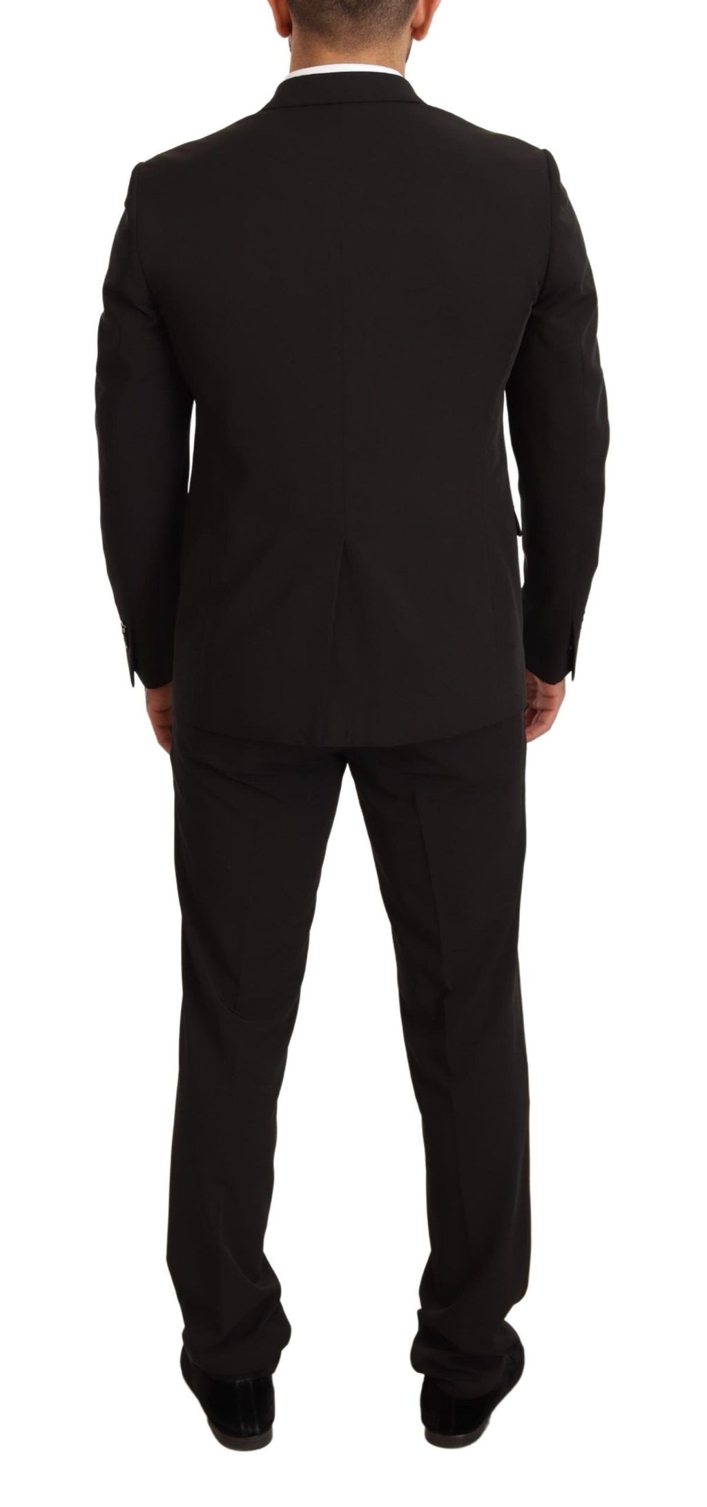Schwarzer Polyester schmal geschnittener zweiteiliger Anzug TAGLIENTE
