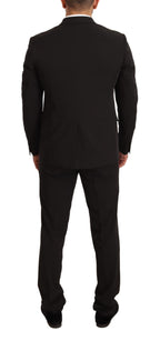 Schwarzer Polyester schmal geschnittener zweiteiliger Anzug TAGLIENTE