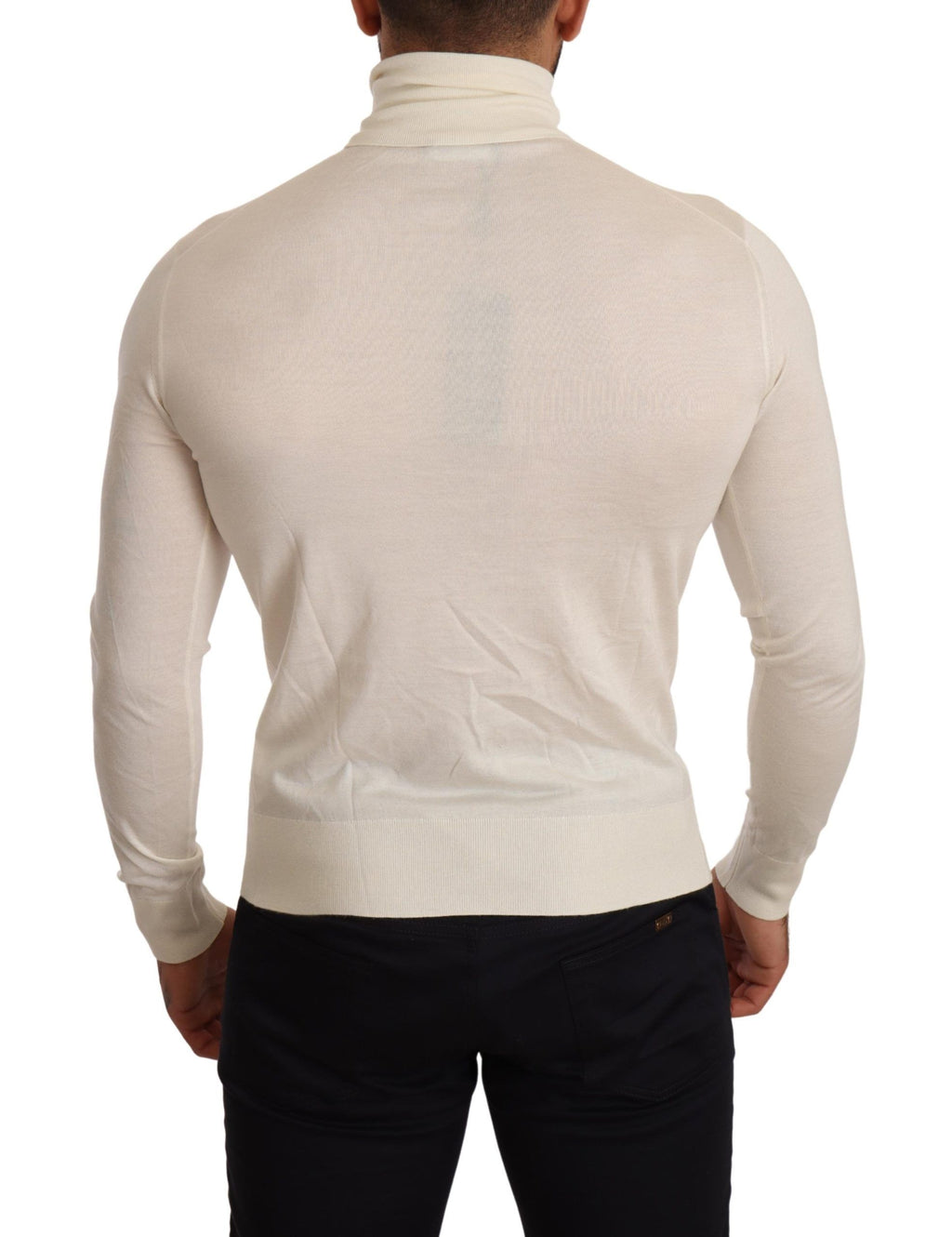 Cremefarbener Kaschmir-Rollkragenpullover
