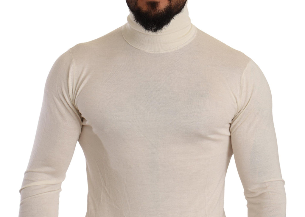 Cremefarbener Kaschmir-Rollkragenpullover