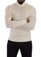 Cremefarbener Kaschmir-Rollkragenpullover