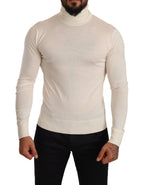 Cremefarbener Kaschmir-Rollkragenpullover