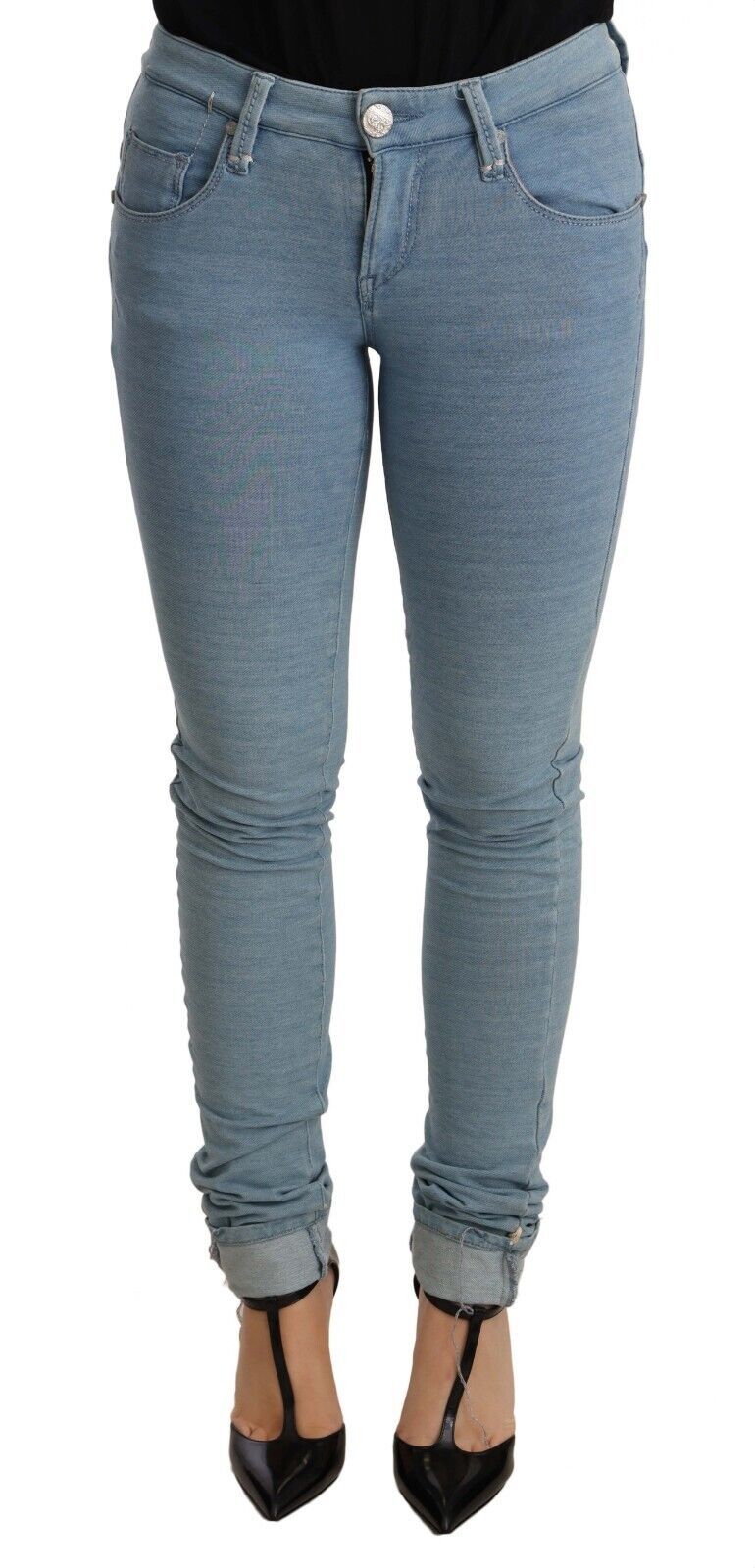 Damen Slim Fit Stretch Jeanshose aus blauer Baumwolle mit Saum