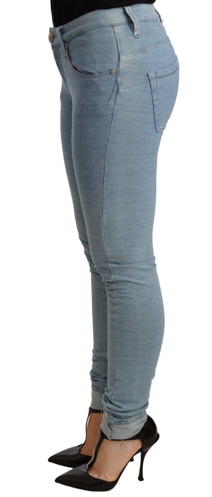 Damen Slim Fit Stretch Jeanshose aus blauer Baumwolle mit Saum