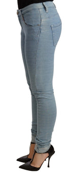 Damen Slim Fit Stretch Jeanshose aus blauer Baumwolle mit Saum
