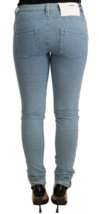 Damen Slim Fit Stretch Jeanshose aus blauer Baumwolle mit Saum