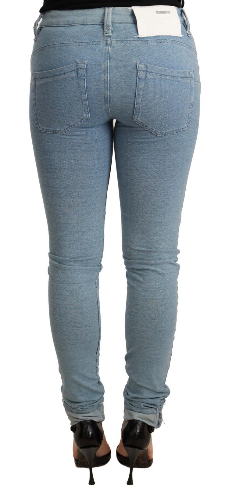 Damen Slim Fit Stretch Jeanshose aus blauer Baumwolle mit Saum