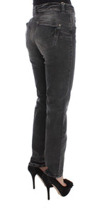 Gray Wash Cotton Blend Stretch Jeans Pants