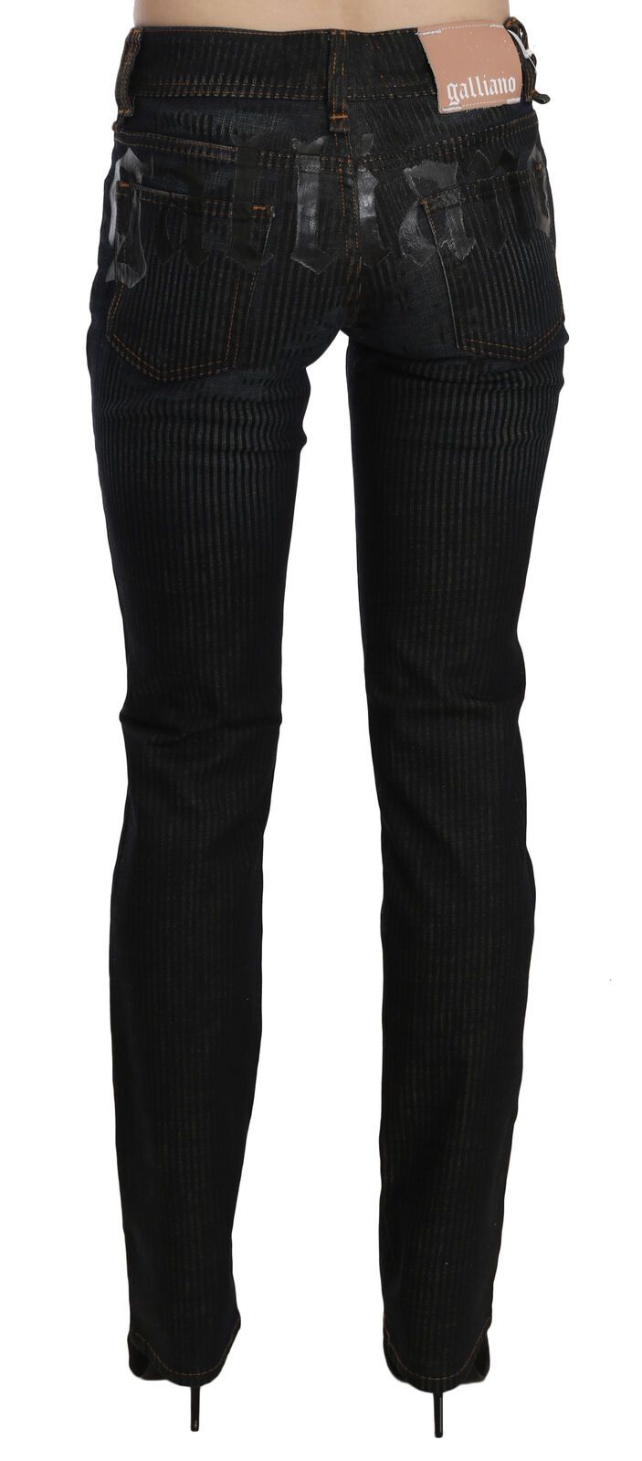 Schwarze Mid-Waist Slim Fit Cord Denim Freizeithose