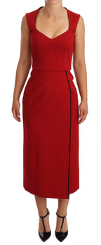 Rotes ärmelloses Sweetheart-Midi-Stretchkleid