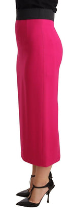Rosa hoher Taillenrock aus Stretch-Bleistiftrock