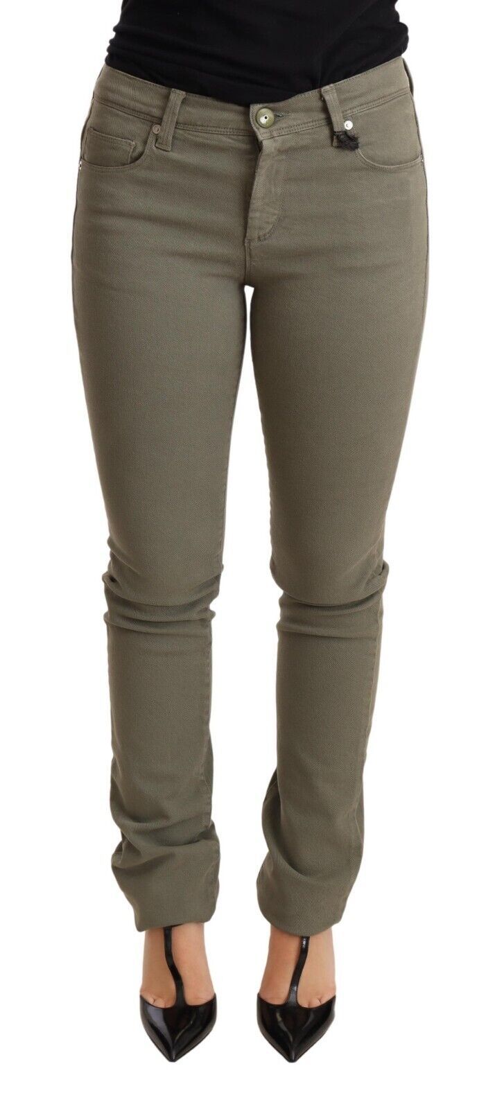 Grüne Hüftjeans Skinny Slim Hose Baumwolljeans