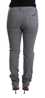 Graue Hüfthosen-Skinny-Slim-Jeans aus Baumwolle