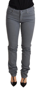 Graue Hüfthosen-Skinny-Slim-Jeans aus Baumwolle