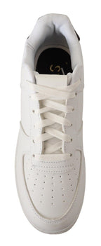 White Leather Perforated Lace Up Sneakers Casual Men Shoes