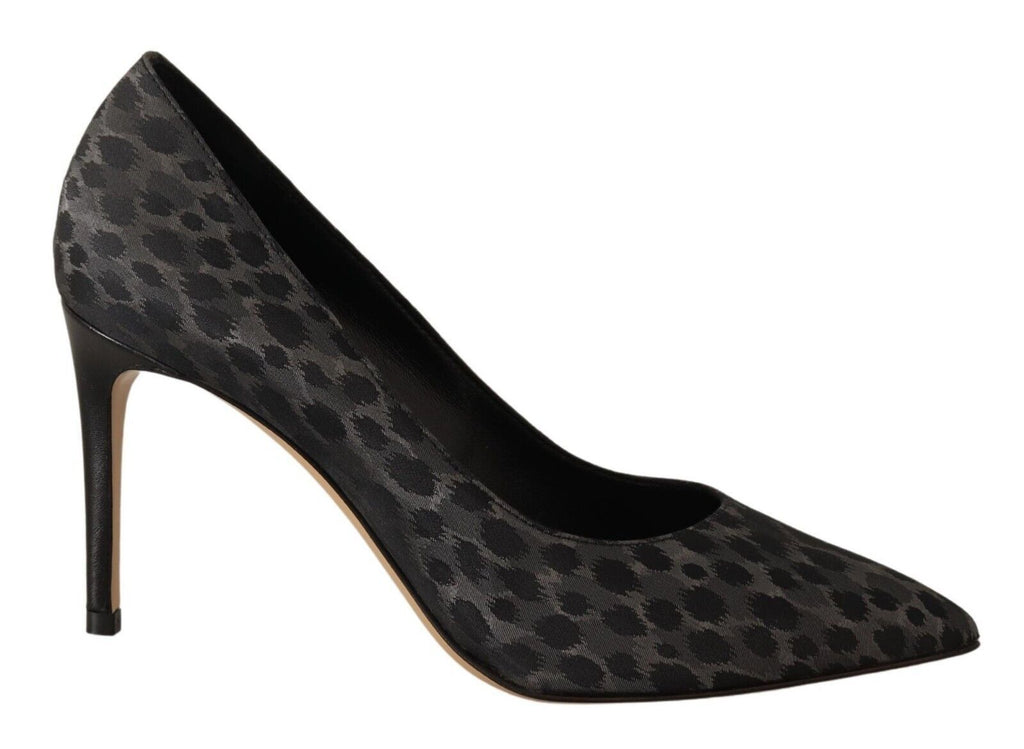 Schwarze Leo-Leder Stiletto Pumps