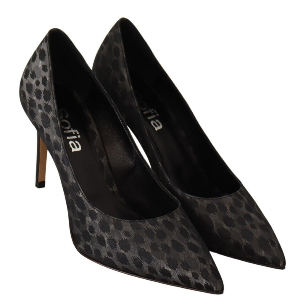 Schwarze Leo-Leder Stiletto Pumps