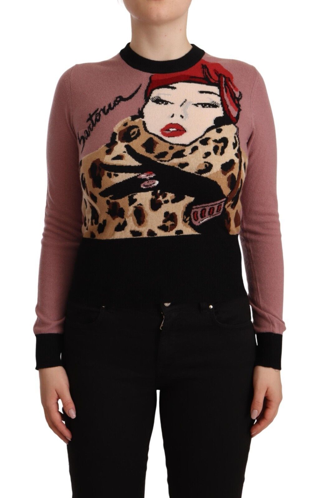 Pink Kaschmir Rundhals-Pullover