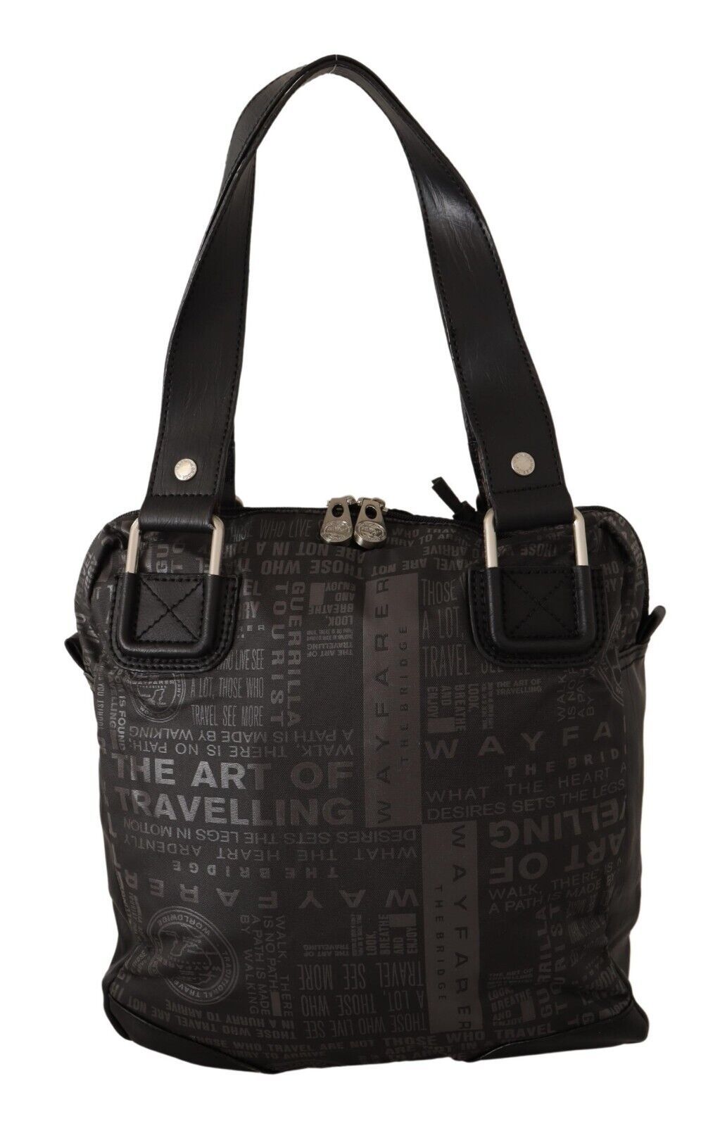 Schwarze Schultertasche mit aufgedrucktem Logo