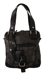 Schwarze Schultertasche mit aufgedrucktem Logo